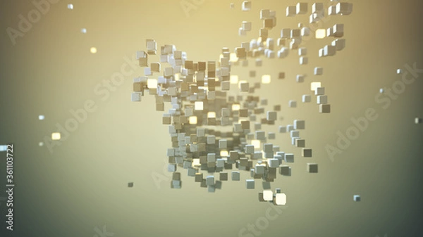 Fototapeta Chaotic bundle of cubes 3D rendering
