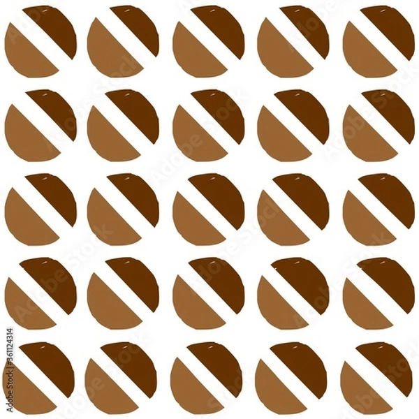 Fototapeta Vector seamless geometric pattern of hand-drawn semicircles. A stylized image of a coffee grain. For decor, textile, fabric, carpet, wallpaper, ceramic tiles, wrapping.