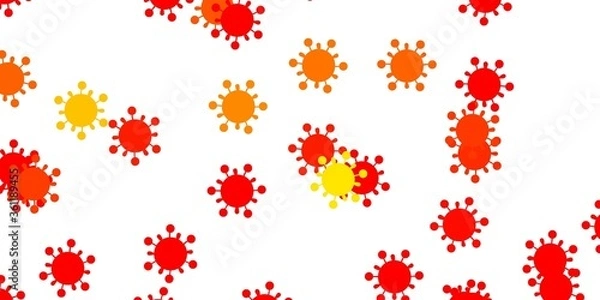 Fototapeta Light orange vector backdrop with virus symbols.