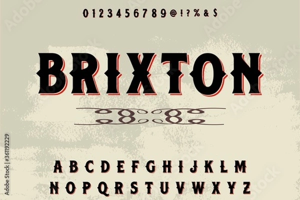 Fototapeta typography vector, vintage font, letters and numbers, alphabet design