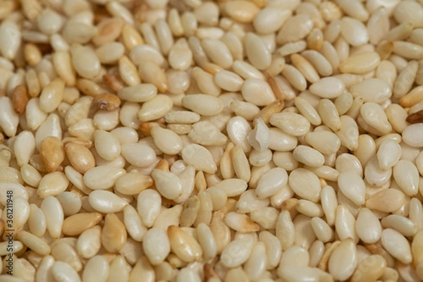 Fototapeta Browned sesame seeds closeup