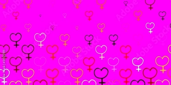 Fototapeta Light Red, Yellow vector backdrop with woman's power symbols.