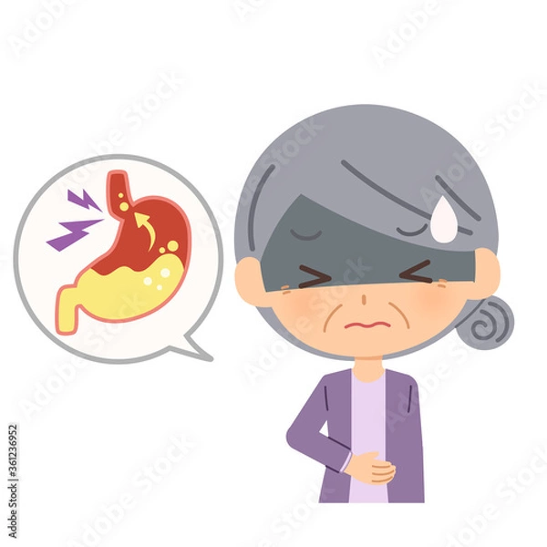 Obraz 逆流性食道炎で苦しい年配女性