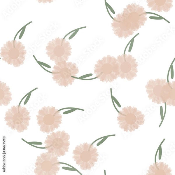 Obraz Fashionable cute pattern in native chamomile and lotus  flowers. Flower seamless background for textiles, fabrics, covers, wallpapers, print, gift wrapping or any purpose
