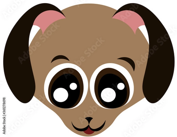 Fototapeta Cute brown puppy. Happy little dog. Pet. Muzzle with big eyes. Design for pet shop, veterinary clinic and shelter.