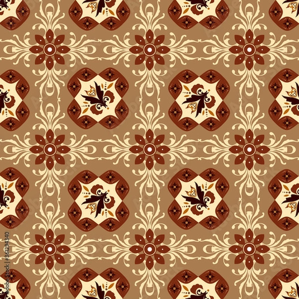 Obraz Simple flower pattern on Central Java batik with mocca color