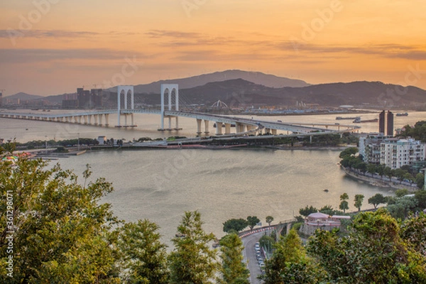 Fototapeta Macau bridge over the river
