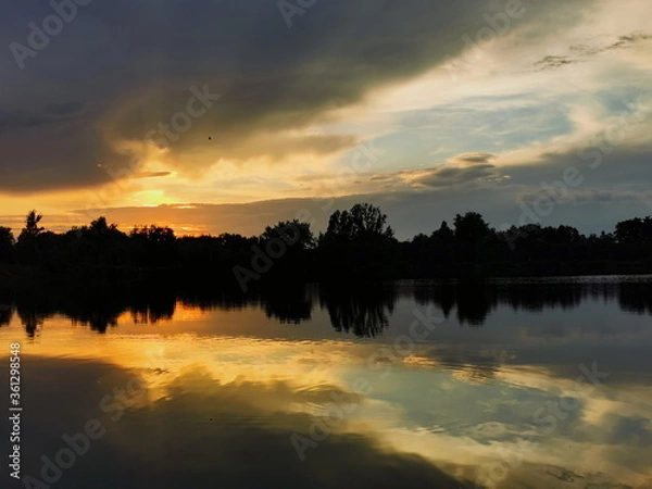 Obraz Sunset on the lake. Poland.