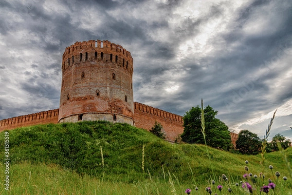 Obraz Old Fortress on a green hill. The fortress wall in Smolensk. Russia