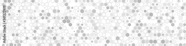 Fototapeta Science and technology concept illustration. Abstract tech backdrop consisting of hexagonal elements and dots. Digital futuristic illustration template for design.