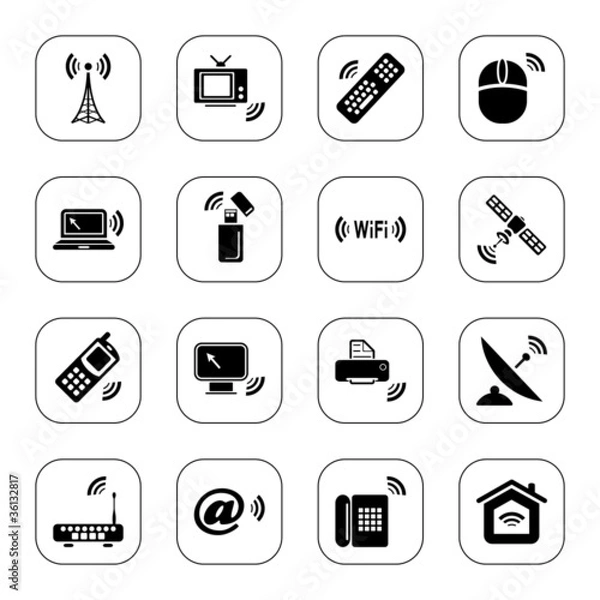 Obraz Wireless technology icons - BW series