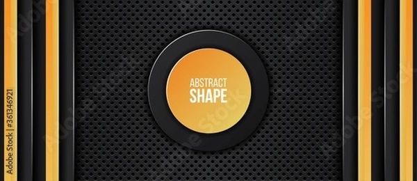 Fototapeta abstract orange yellow and black metallic frame layout tech background