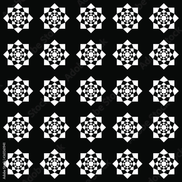 Fototapeta seamless geometric shape pattern. traditional islamic geometric pattern. black and white vector drawn. 