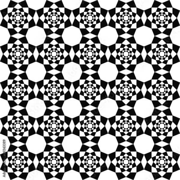 Fototapeta seamless geometric shape pattern. traditional islamic geometric pattern. black and white vector drawn. 