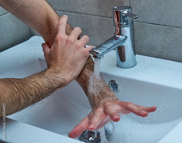 Obraz Correct ways to wash your hands. Covid precaution tips.