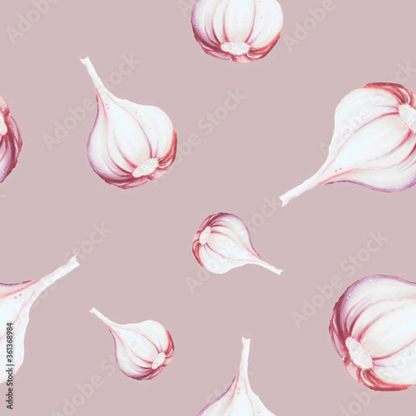 Obraz Purple garlic pattern. Food background pattern.