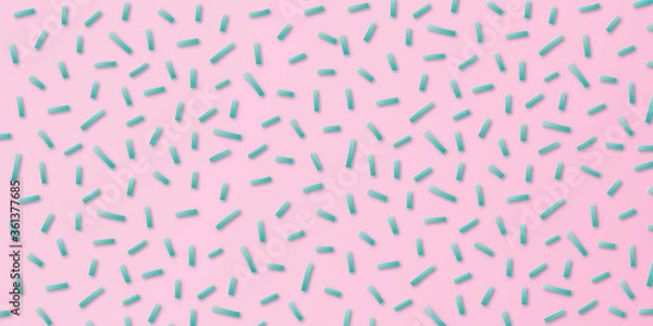 Fototapeta Minimal pink and aqua papercut style background or banner - sprinkles abstract