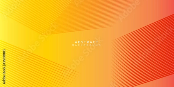 Fototapeta Gradient geometric shape background with dynamic lines pattern abstract. Orange presentation design