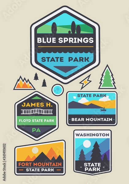 Obraz Set of state park and nature logo badges. vector illustration.