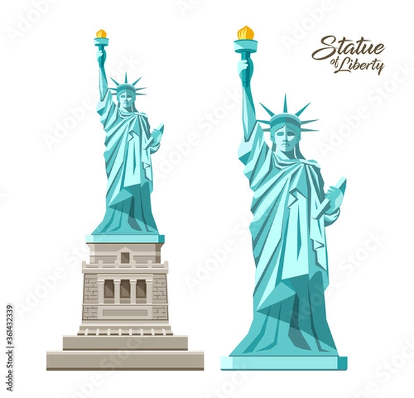 Fototapeta The Statue of Liberty vector, Liberty Enlightening the World, in the United States, collection design isolated on white background, illustration