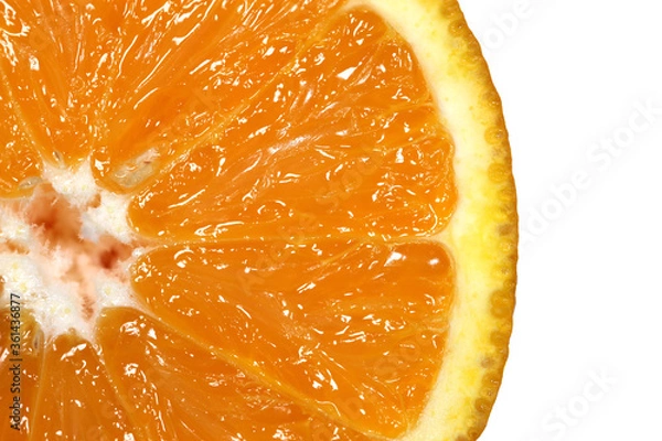 Fototapeta Orange close up. slice and peel. Abstract background with citrus fruit of orange.