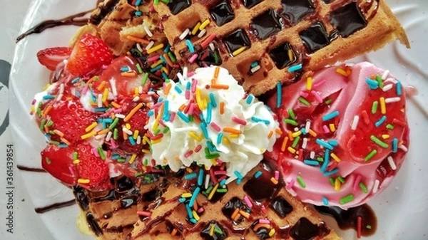 Obraz waffle and sweet ice cream