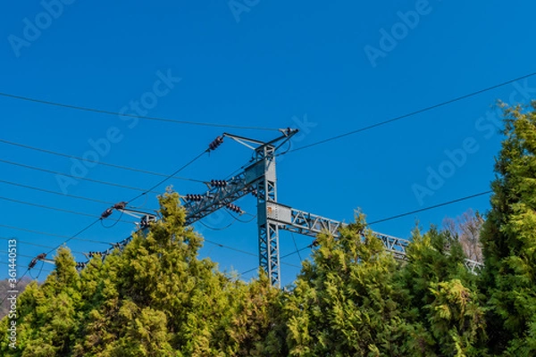 Fototapeta High voltage power lines