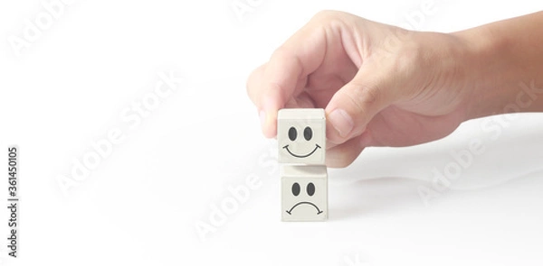 Obraz Concept creative idea and innovation. Cube block in hand