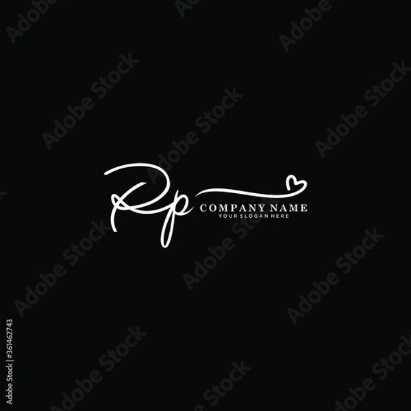 Fototapeta PP initials signature logo. Handwriting logo vector templates. Hand drawn Calligraphy lettering Vector illustration.