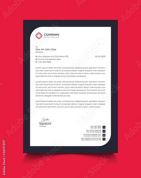 Fototapeta Creative professional corporate modern business style letterhead templates Simple design in minimalist style vector design illustration. color red green blue yellow 