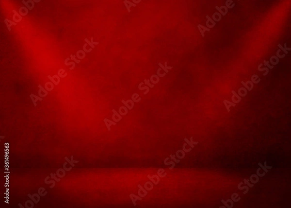 Fototapeta Red room background. Studio template. 
