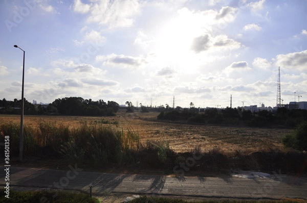 Fototapeta power lines in the field