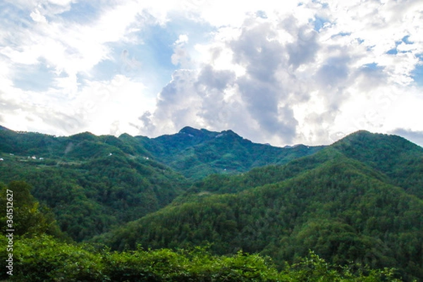 Fototapeta Lanscape and frame about all mountains and nature around kotor. Bay of Kotor is is the winding bay of the Adriatic Sea in southwestern Montenegro. Kotor is part of UNESCO.