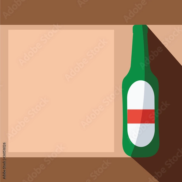 Fototapeta brown flat design style background. one single banner with bottle beer cartoon modern vector simple isolated. new beer advertising & space for text. 