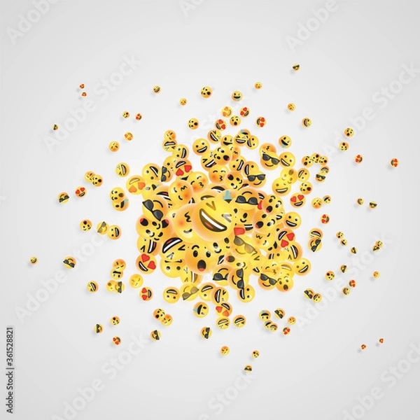 Obraz Lots of emoticons on a white background, vector illustration