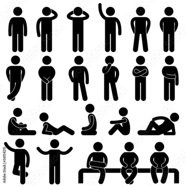 Obraz Człowiek podstawowa postawa ludzi ikona znak piktogram symbol