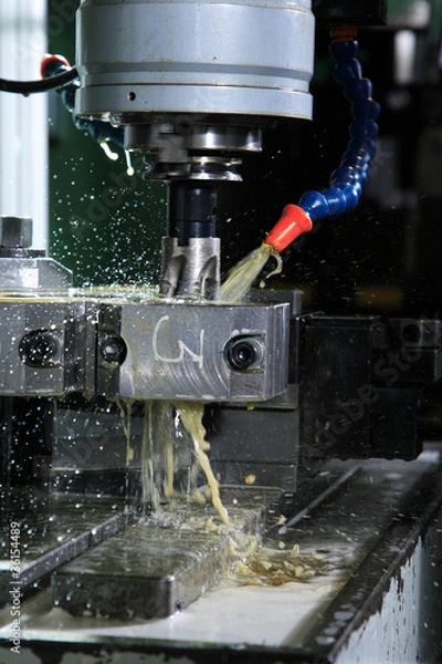 Fototapeta Operation of shaping metal piece machine