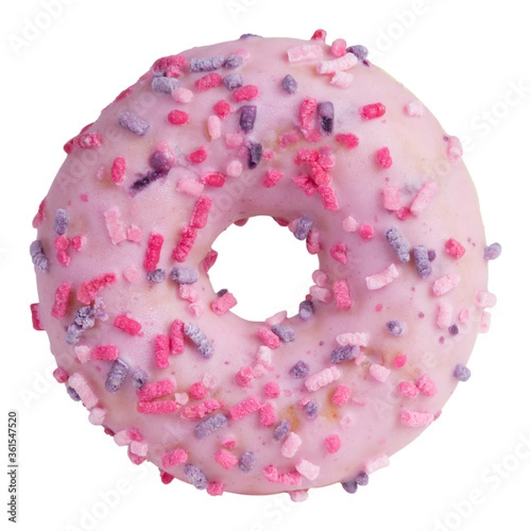 Fototapeta Caramel donut wild berry with sprinkles isolated on white