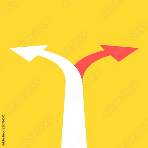 Obraz Two arrows pointing in different directions. Choice the way concept. Vector Illustration.