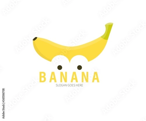 Obraz Banana fruit abstract logo, icon, label, symbol Concept. Vector Design Illustration