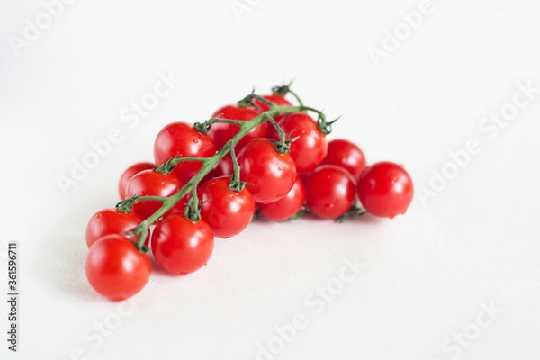 Obraz Two sprigs of cherry tomatoes on a light background