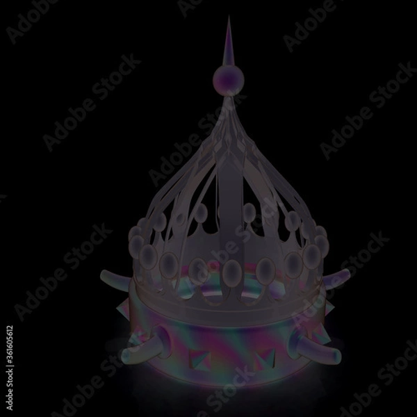 Fototapeta Crown. 3d render. On a black background.