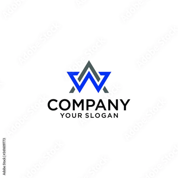 Fototapeta Extraordinarily professional, elegant, trendy, artistic, shades of gray and blue, WA AW, based on the initial Alphabet logo icon.