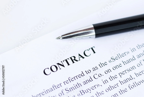 Fototapeta Pen on contract paper. Contracts. Business concept