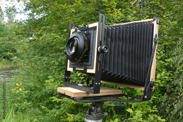Fototapeta Large format  camera with bellows