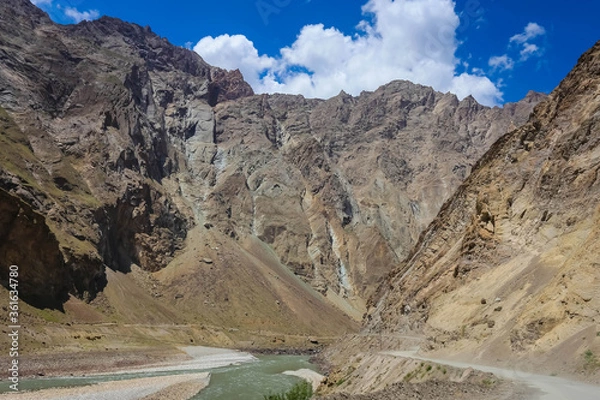 Obraz mountain landscape with blue sky and clouds