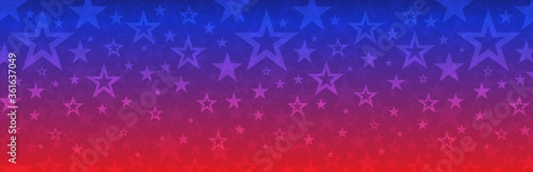 Fototapeta Web banner with elements of the American national flag, many stars. Decorative USA banner suitable for background, headers, posters, cards, website. Vector illustration
