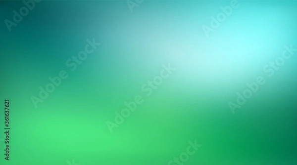 Obraz Abstract green and blue blurred gradient background with light. Nature backdrop. Vector illustration. Ecology concept for your graphic design, banner or poster Earth Day