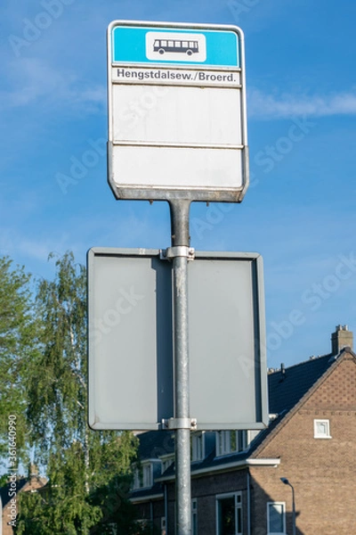 Fototapeta Empty Dutch bus stop sign