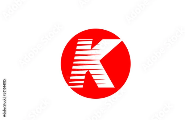 Obraz alphabet letter logo K icon for company and business. Simple icon design for corporate identity with line stripes and red circle
